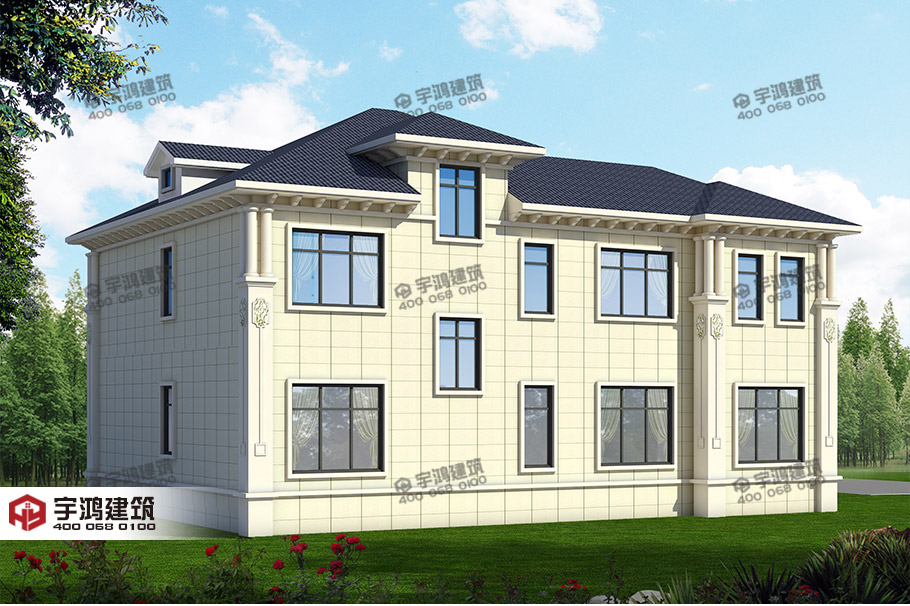 30萬帶車庫兩層歐式農村別墅設計圖