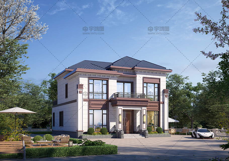 磚混結(jié)構(gòu)新中式別墅兩層設(shè)計(jì)占地151平設(shè)計(jì)圖紙